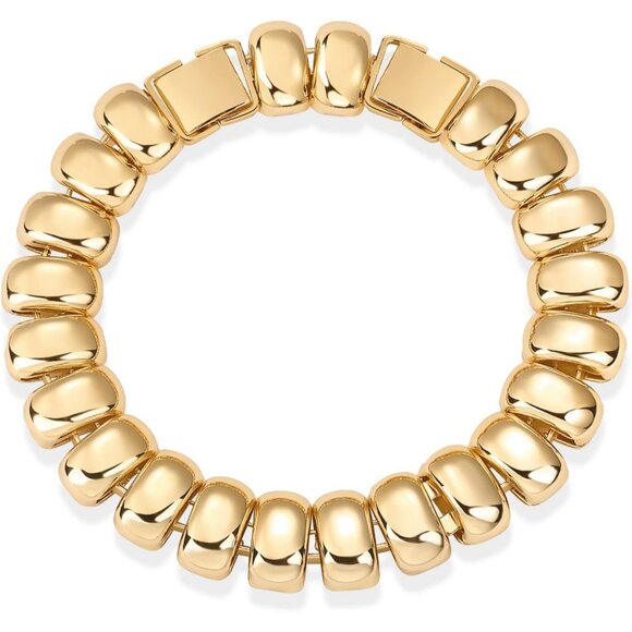 Women's Gold Plated Chunky Ribbed Texture Bracelet - Picture 1 of 4